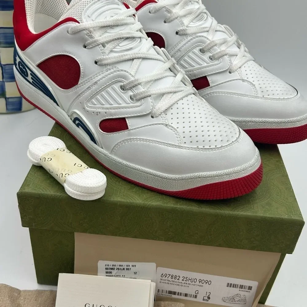 Men’s Gucci, leather low top basket sneakers size 12 made in Italy